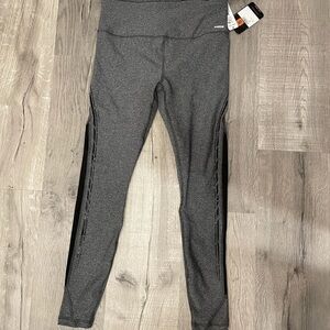 RBX Women's Gray Athletic Leggings with Black Side Detail